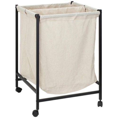 PBJ Wäschekorb , Schwarz , Metall, Textil , 55x80x56 cm , Ordnen & Aufbewahren, Wäschekörbe & Tonnen