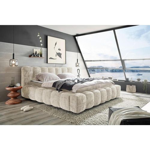 Mid.you Polsterbett, Beige, Textil, gepolstertes Kopfteil, Schlafzimmer, Betten, Polsterbetten