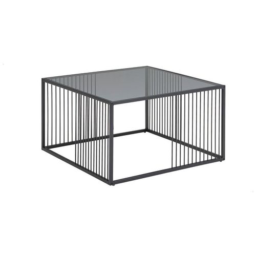 Livetastic Couchtisch, Grau, Schwarz, Metall, Glas, quadratisch, Flachrohr, 75x42x75 cm, einfacher Aufbau, Wohnzimmer, Wohnzimmertische, Couchtische