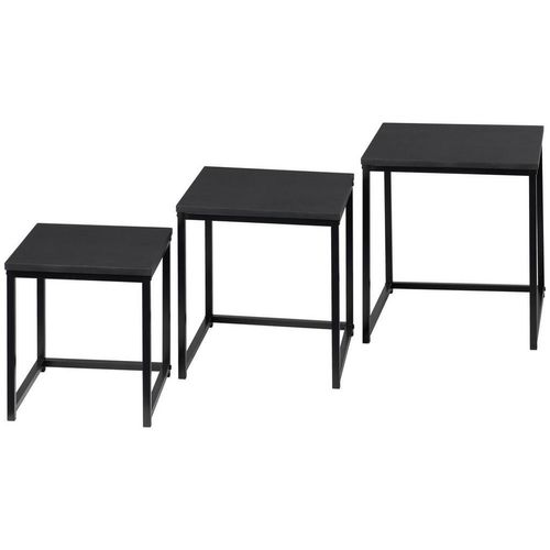 Mid.you Satztisch , Anthrazit , Metall, Holzwerkstoff , 3-teilig , quadratisch , eckig , einfacher Aufbau , Wohnzimmer, Wohnzimmertische, Satztische