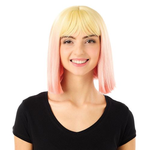 Longbob-Perücke "Ombré", blond/rosa