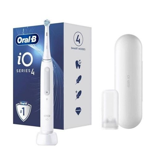 Braun Oral-B Elektrische Zahnbürste iO4 wiederaufladbar, für Erwachsene, die Anzahl der Bürstenköpfe umfasst 1, ganz weiß, Anzahl der Zahnputzmodi 4 (IO4 QUITE WHITE)