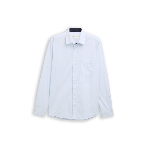 TOM TAILOR Herren Fitted Hemd aus Baumwolle, blau, Gestreift, Gr. S