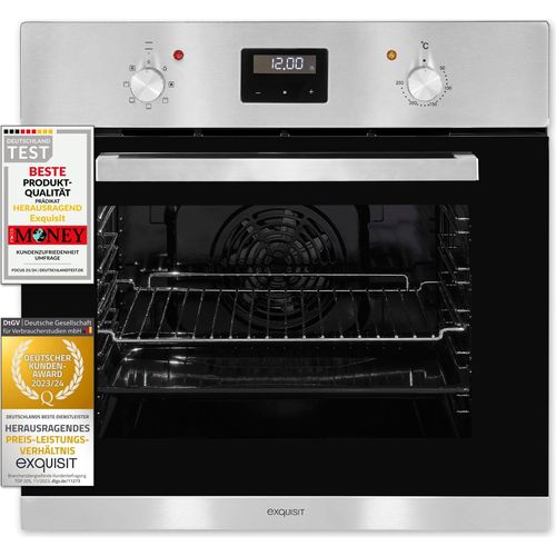 Exquisit EBE 657-2H sw Einbaubackofen | 59 L Backofenvolumen | Heißluft | Schwarz