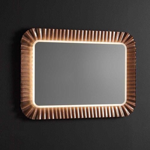 LED-Spiegel mit geschmolzener Glasrahmen in Wellenform Bronze 94x68 cm