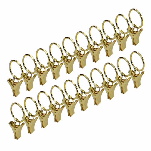 Ringklammer LIEDECO Gr. 1, grau (messingfarben), Ø:1,8cm, Metall, Gardinenbefestigungen, für Seilspanngarnitur