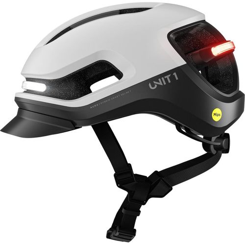 Unit 1 - AURAMIPSMORCAV1 - MIPS Fahrradhelm mit Smart-Funktionen - schwarz/weiß - Gr. M - inkl. Remote