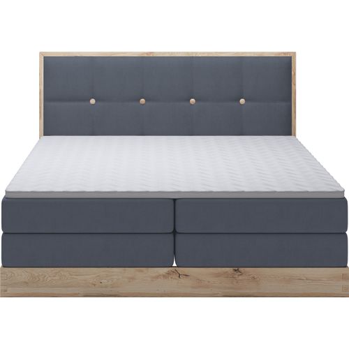 Schlafzimmer Bett Elegantes Polsterbett ELLI – Kontinentalbett Mit Hochwertigen Materialien, 181 cm Breite Und Praktischem Stauraum | 180x200 cm | Blau