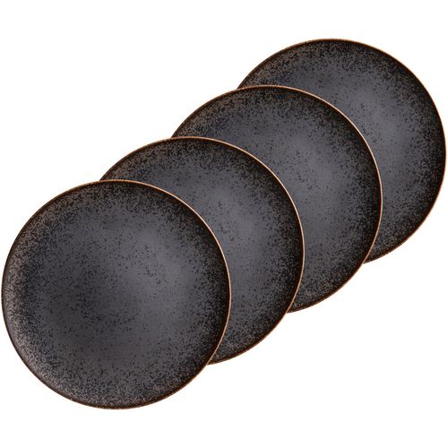 Tafelservice MÄSER "POWERFUL, Teller Set, Porzellan", schwarz, braun, 4 Stk., Porzellan, Geschirr-Sets, Tafelservice