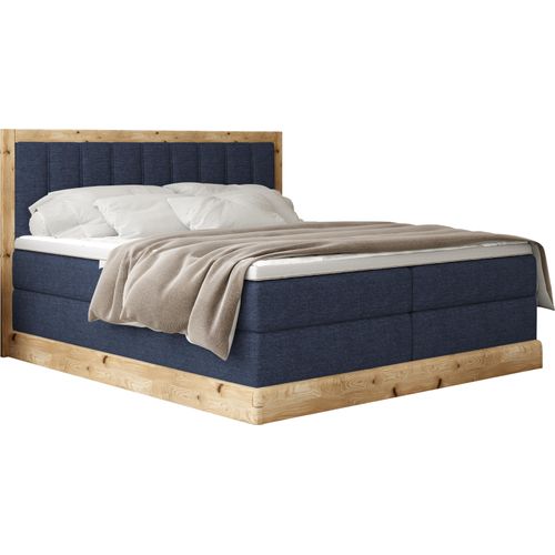 Schlafzimmer Bett Komfortables ALMA Kontinentalbett – Gepolstertes Bett Mit 152 cm Länge, Hochwertigen Matratzen Und Stilvollen Materialien 140x200 cm Blau