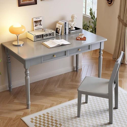 Schreibtisch, Haushaltsschreibtisch, Computertisch, Lerntisch, Schreibtisch, Bücherschreibtisch, mit Stuhl grau A 100×60×75 cm 2085
