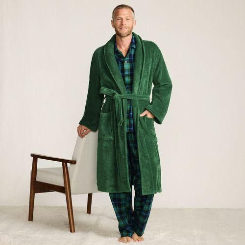 Bademantel aus türkischem Frottee, Herren,  Grün, Baumwolle, by Lands' End