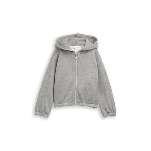 TOM TAILOR Mädchen Cropped Hoodie Sweatjacke in Glitzer-Optik, grau, Meliert, Gr. 104/110