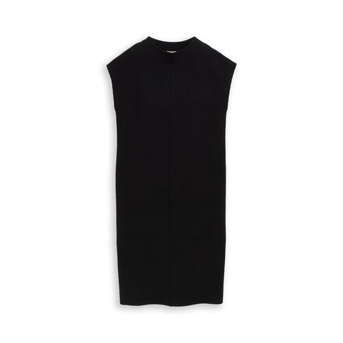TOM TAILOR Damen Strickkleid mit Stehkragen, schwarz, Uni, Gr. 34