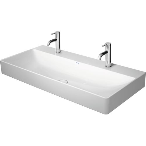 Duravit Waschtisch DURASQUARE ohne Überlauf, mit Hahnlochbank, 2 Hahnlöcher, geschliffen, 1000 x 470 mm weiß