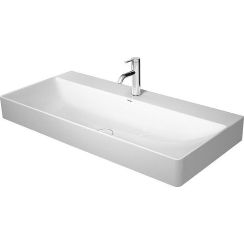 Duravit Waschtisch DURASQUARE ohne Überlauf, mit Hahnlochbank, geschliffen, 1000 x 470 mm ohne Hahnloch weiß