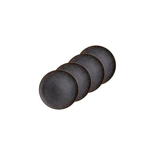 Tafelservice MÄSER "POWERFUL, Teller Set, Porzellan", schwarz, braun, 4 Stk., Porzellan, Geschirr-Sets, Tafelservice