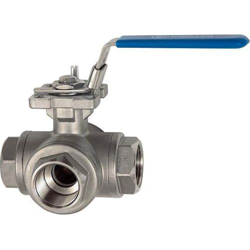 Riegler 3-Wege-Kugelhahn, L-Bohrung, Edelstahl 1.4408, G 2, DN 50, 11081 H-ES