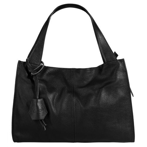 Shopper CLUTY, Damen, Gr. B/H/T: 40cm x 28cm x 11cm onesize, schwarz, Leder, leicht glänzend, unifarben, Taschen, echt Leder, Made in Italy