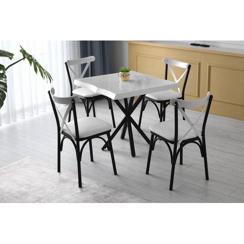 Skye Decor, Safir - 1461, Esstisch, Weiß, 100 % MELAMINBESCHICHTETE SPANPLATTEN, 80 x 80 x 75 cm