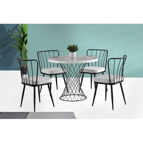 Skye Decor, Pota - 1482, Esstisch, Weiß, 100 % MELAMINBESCHICHTETE SPANPLATTEN, 90 x 90 x 75 cm