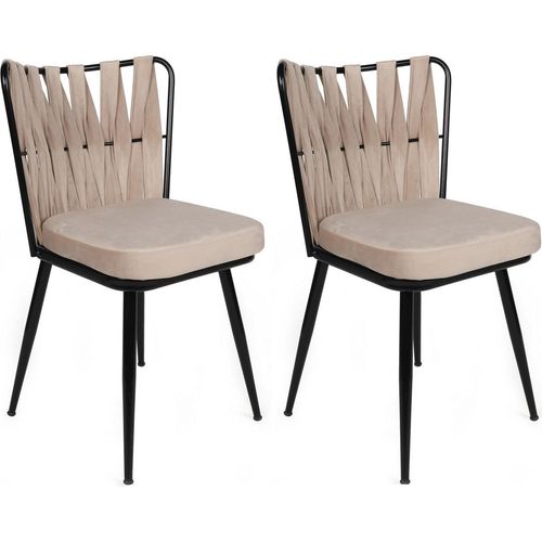 Skye Decor, Kuakl-221 V2, Stuhlset (2 Stück), Creme, 100 % METALL, 43 x 43 x 82 cm