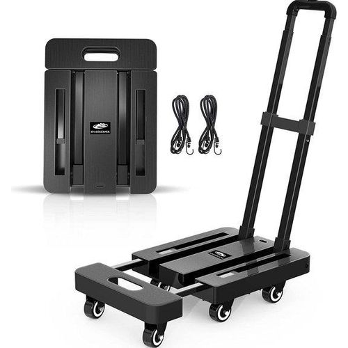 SPACEKEEPER Faltbare Sackkarre, 227kg Tragfähigkeit, robuste Sackkarre mit 6 Rädern und 2 Gummiseilen für Gepäck, Reisen, Auto, Einkaufen, Umzug & Bür