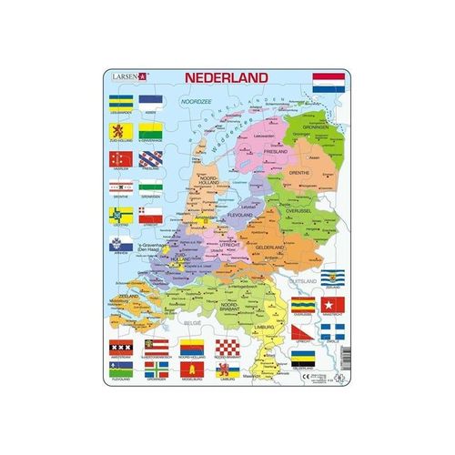 Selecta Play - Larsen Jigsaw Puzzle Map of the Netherlands with Provinces and Flags 48 pcs.