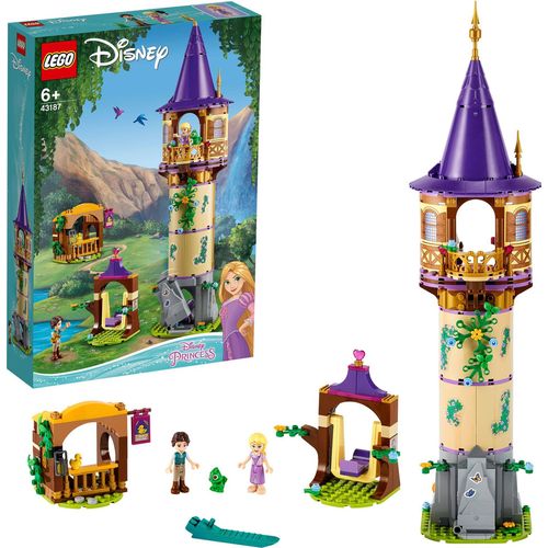 LEGO 43187 Disney Princess Rapunzels Turm Set mit 2 Mini-Puppen aus dem Film „Rapunzel – Neu verföhnt“, kreatives Spielzeug für Kinder ab 6 Jahren