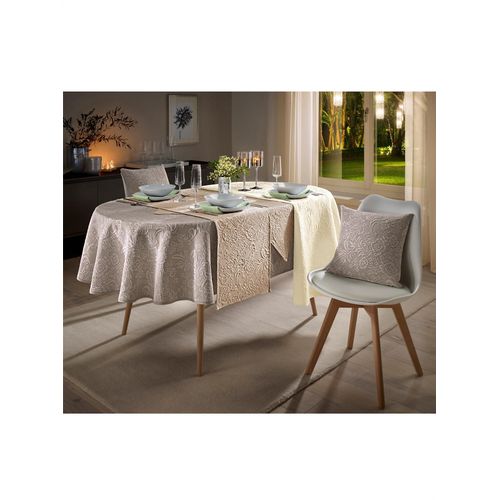 Tischdecke Gr. 7, beige, Ø:155cm, Tischdecken, Tischdecke