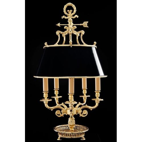 Casa Padrino Luxus Barock Tischleuchte Gold / Schwarz Ø 39 x H. 72 cm - Prunkvolle Barockstil Schreibtischleuchte - Edel & Prunkvoll - Luxus Qualität - Italy