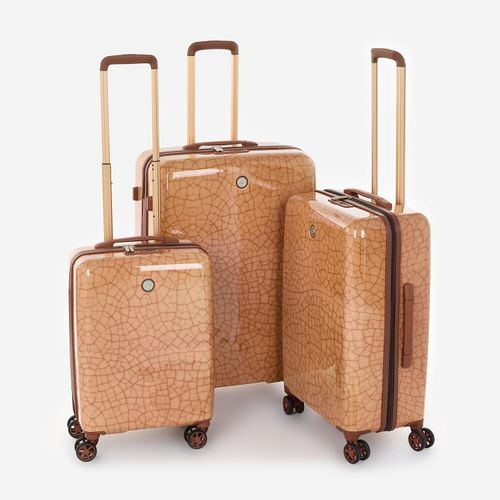 Großer brauner Hartschalenkoffer mit Craqueléoptik Image