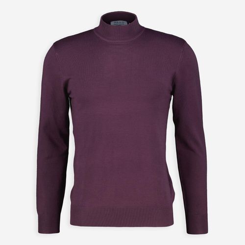 Violetter Pullover mit Stehkragen
