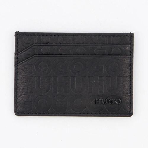 Schwarzes Ethon Kartenetui aus Leder mit Logomuster