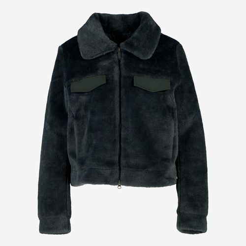 Dunkelgrüne Jacke aus Kunstfell