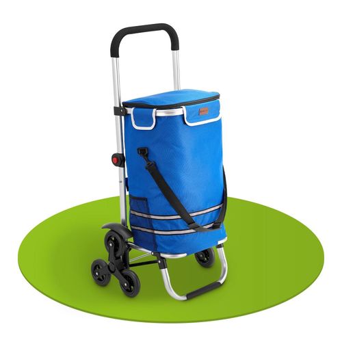 Juskys 3in1 Einkaufstrolley für Treppen - 56 L, modern & klappbar - Treppensteiger Trolley Dunkelblau