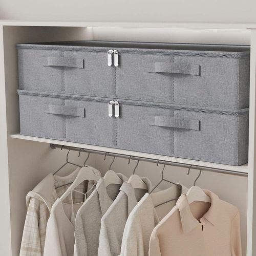 Unterbett-Aufbewahrungsboxen - Kleiderorganisator - 2 Stück - Grau - 80 x 40 x 15 cm