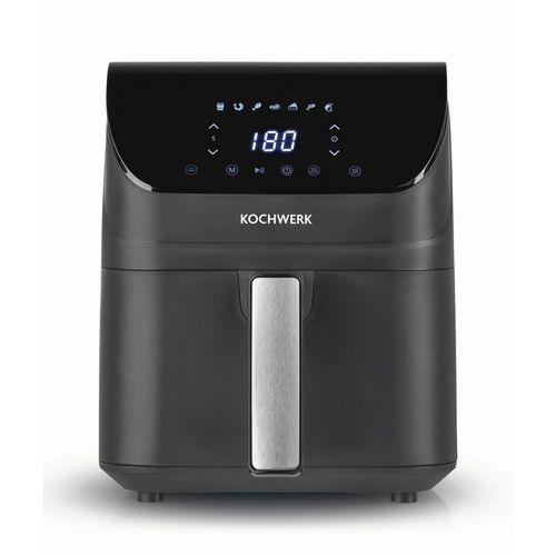 Kochwerk HEIßLUFTFRITTEUSE Rachs Kochwerk, Anthrazit, Metall, Kunststoff, 4 L, 25x30x34 cm, antihaftbeschichteter Innenbehälter, Temperaturanzeige, Betriebsanzeige, Timer, Heißlufttechnologie, Touchscreen, Küchengeräte, Heißluftfritteusen