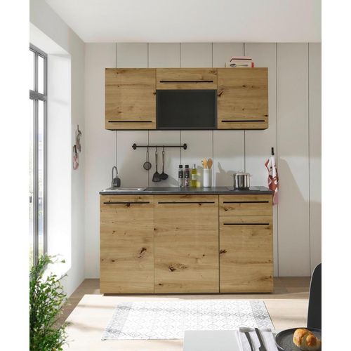 Mid.you Küchenleerblock Jazz Single, Anthrazit, Braun, Eiche Artisan, Kunststoff, 1 Schublade(n) Schubladen, nur wie online abgebildet bestellbar, 160 cm, Küchen, Küchenzeilen & Küchenblöcke, Küchenzeilen ohne Geräte