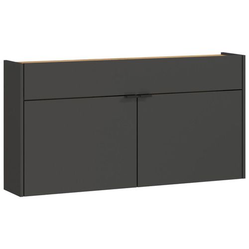 Schuhschrank GW-Ameca , Graphit, Eiche , Holzwerkstoff , 4 Fächer , 1 Schubladen , 110x57x22 cm , Typenauswahl, Beimöbel erhältlich, hängend , Garderobe, Schuhaufbewahrung, Schuhschränke