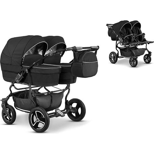 Zwillingskinderwagen 2 in 1 Twin Star inkl. Sportsitze - 10 Teile - in 16 Farben