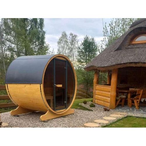 Faßsauna Outdoorsauna Gartensauna Sauna OSLO 200 x 165 cm E-Ofen SPA Wellness