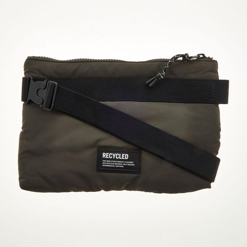 Schwarz-dunkelgrüne Gürteltasche mit Logo