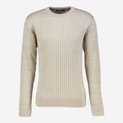 Beiger Pullover mit gerippten Abschlüssen