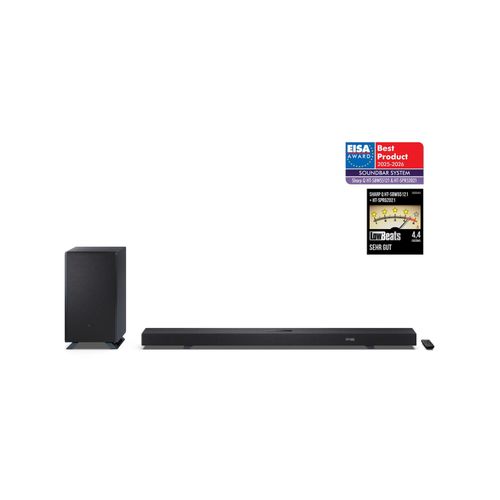 Sharp HT-SBW55121 Dolby Atmos Soundbar 5.1.2 mit DTS:X, kabellosem Subwoofer, HDMI eARC und Bluetooth 5.3