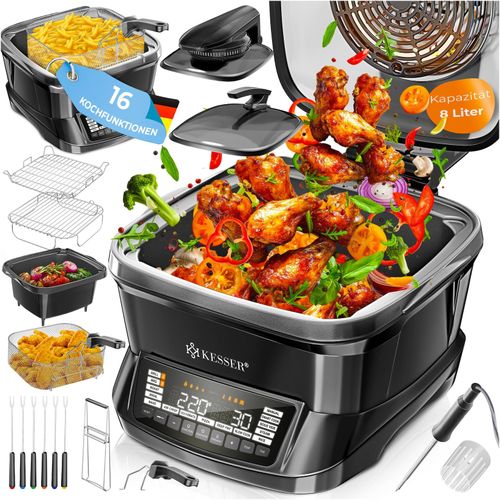 KESSER® Multikocher Küchengerät 8L & 16 Programme - Grillen, Backen, Schmoren, Dampfgaren mit Vorheiz- & Warmhaltefunktion, Schnellkochkopf, Heißluftfritteuse, Reiskocher, Slow Cooker, Joghurtbereiter