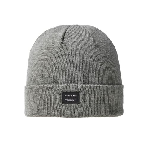 Beanie JACK & JONES "JACDNA BEANIE NOOS", Herren, grau (grau melange), Strick, Materialmix, unifarben, Mützen Beanie