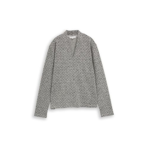 TOM TAILOR Damen Sweatshirt mit V-Ausschnitt, beige, Meliert, Gr. S