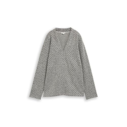TOM TAILOR Damen Plus Size - Sweatshirt mit V-Ausschnitt, beige, Meliert, Gr. 44