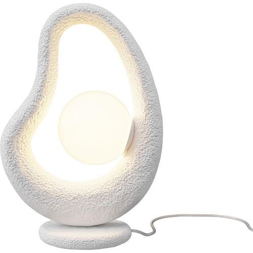 Nachttischlampe Beton Glas G9 38 cm hoch Weiß Kugel Schirm Modern Tischleuchte